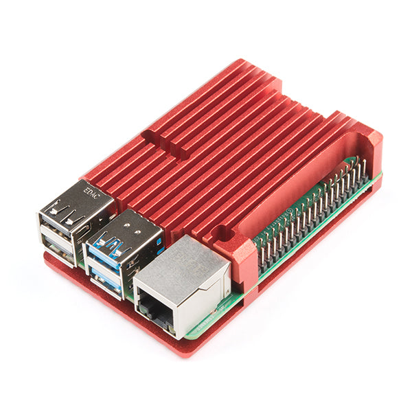 Aluminum Heatsink Case for Raspberry Pi 4 - Red