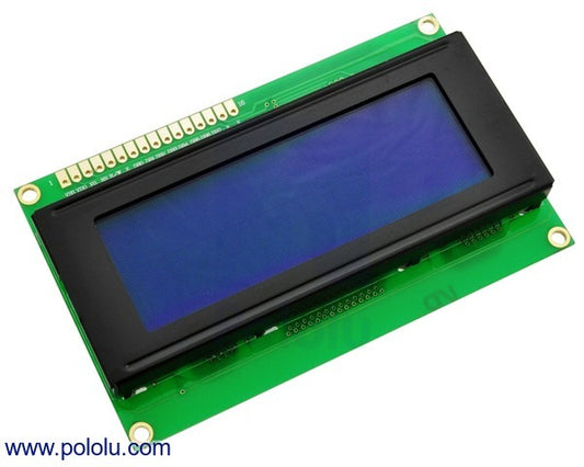 20x4 Character LCD with LED Backlight (Parallel Interface), White on Blue