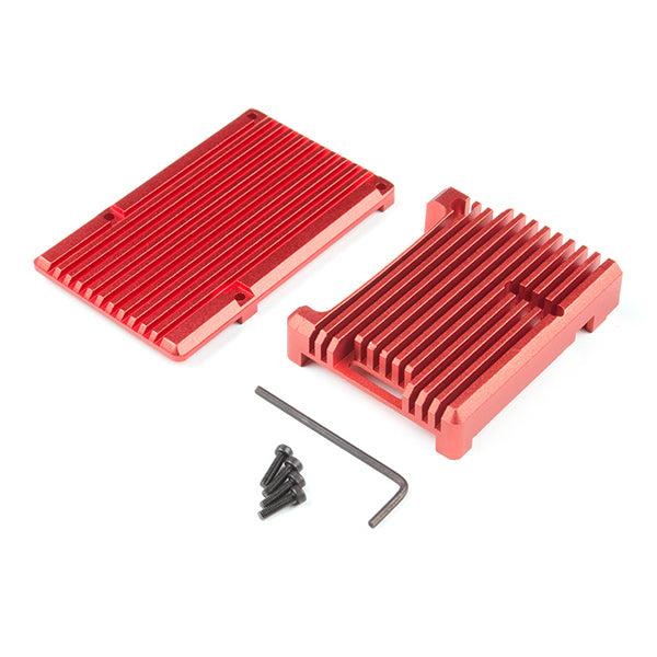 Aluminum Heatsink Case for Raspberry Pi 4 - Red